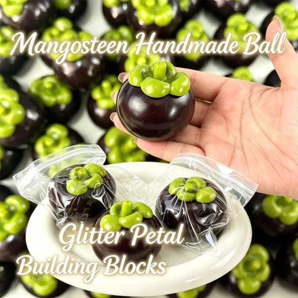 Mangosteen Crispy Squishy Stress Ball Moldable Crunchy Squeeze Fidget Toy Blocks Filled Sensory