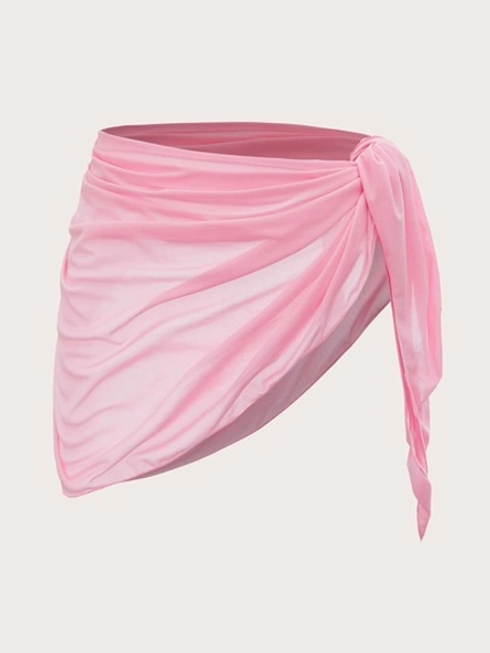Swim Mod Summer Beach Solid Tie Side Cover Up Skirt