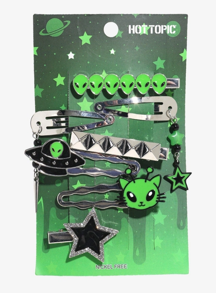 Alien Cat UFO Hair Clip Set