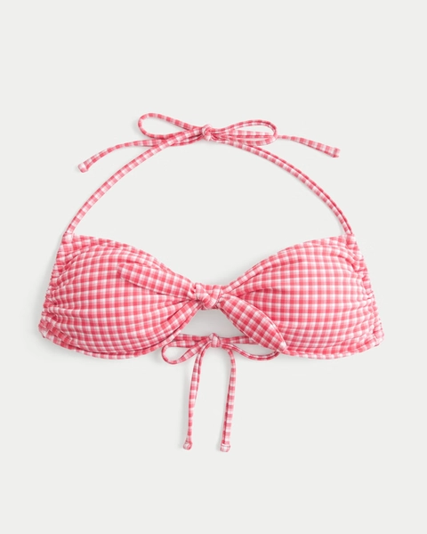 Tie-Front Halter Bandeau Bikini Top