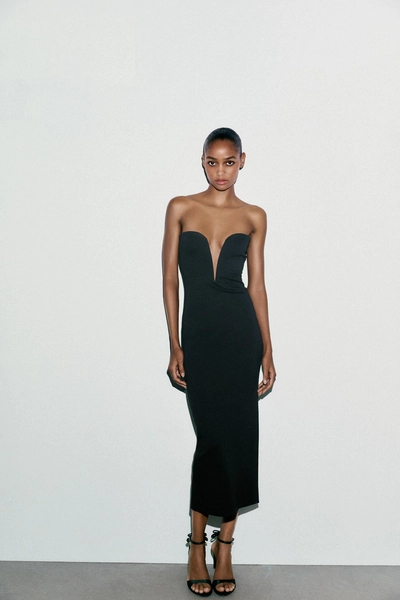 SWEETHEART NECKLINE MIDI DRESS 