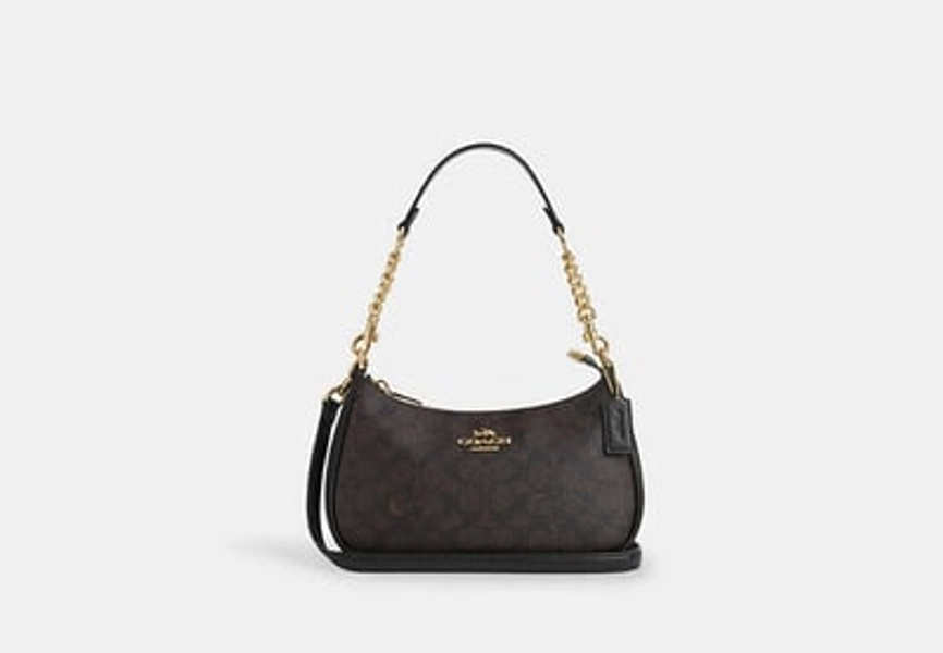 Coach Outlet Teri Shoulder Bag In Signature Canvas - Beige/Brown