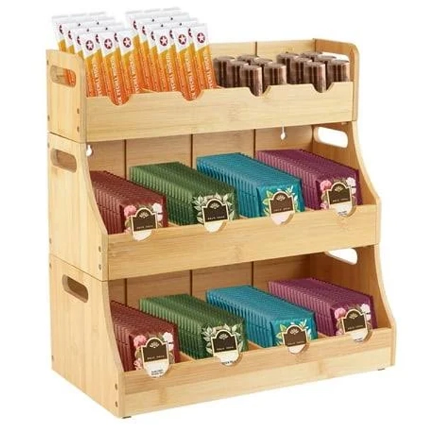 3 Tier Bamboo Tea Bag Organizer