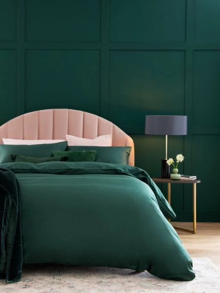 Bottle Green 400 Thread Count 100% Egyptian Cotton Sateen Luxury Duvet Cover and Pillowcase Set