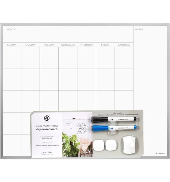U Brands Magnetic Calendar Dry- Erase Board