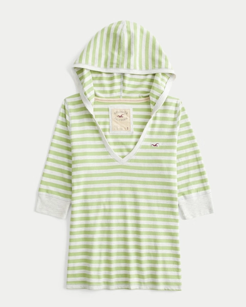 Half-Sleeve Hooded V-Neck T-Shirt