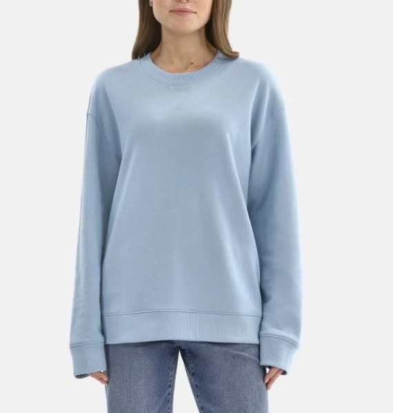 Time and Tru Women's Cotton Crewneck Sweatshirt with Long Sleeves