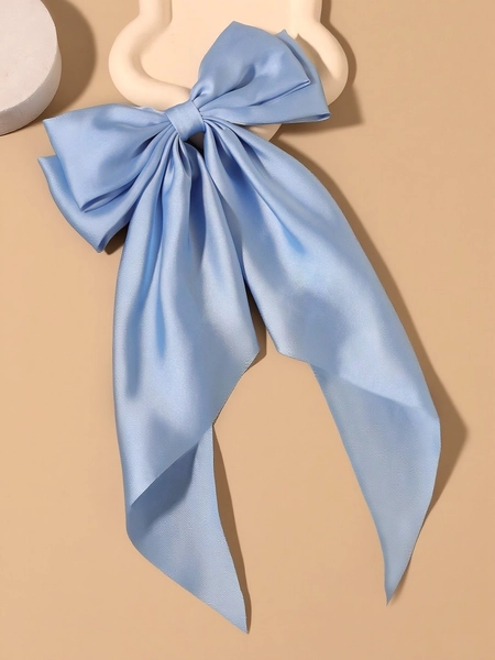 10/5/1pc Blue Satin Long Ribbon Bow Silk Hair Clip, Elegant & Cute Barrette Hairpin For Women & Girls, Suitable For Daily Wear, Holidays, Beach Photos, Back To School, Head Accessories, Hair Accessories For Women, Claw Clips