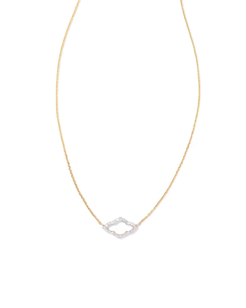 Small Abbie 14k White Gold Pendant Necklace in White Diamond