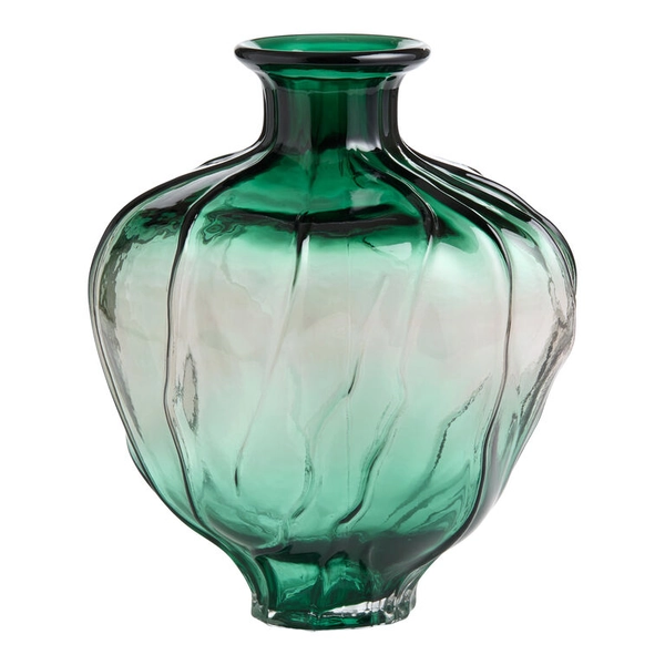 Teal Glass Wavy Asymmetrical Vase