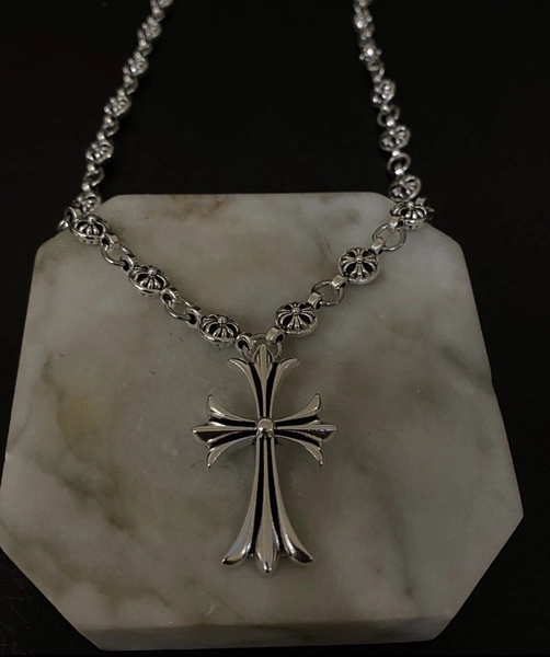 Chrome Hearts Silver Necklace Cross Pendant
