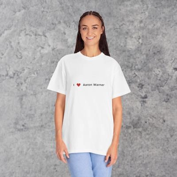 I Love Aaron Warner Cotton T-Shirt | Shatter Me Series BookTok, Book Lover, Literary Merch