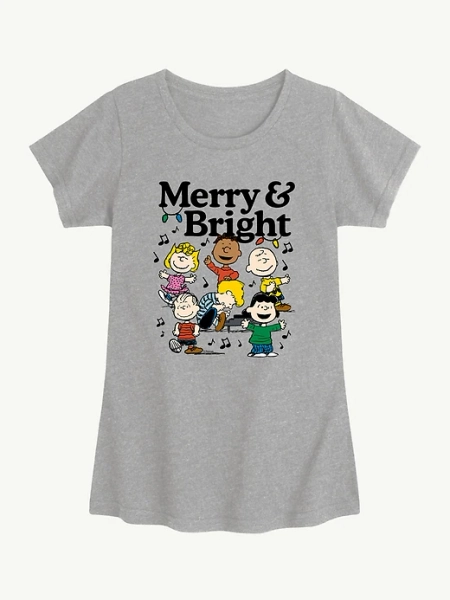 Peanuts Merry And Bright Short Sleeve Tee For Girls