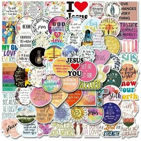 100pcs Jesus Christian Stickers for Water Bottle Laptop, Religious Bible Verse Stickers Pack for Adult Teens Kids, Church Scripture Faith Stickers