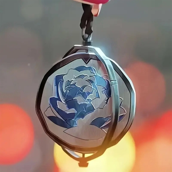 Stylish Blue Rotating Rose Pendant Necklace - Zinc Alloy Jewelry, Perfect for Parties and Valentine'S Day Gifts for Friends, Lovers, and Siblings