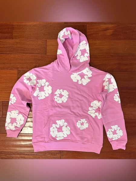 Denim Tears Cotton Wreath Hoodie Pink White Men’s Size M Made in Portugal