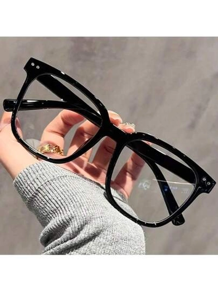 Unisex Glasses -  Transparent Black Frames With Face-Contouring Design! Contemporary Campus Style For Men & Women. Perfect For Back-To-School Season & Fall Fashion!