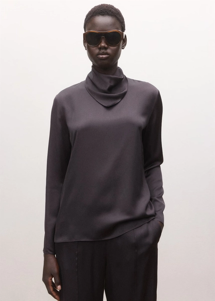 Blouse van satijn met colkraag - Dames | MANGO Nederland