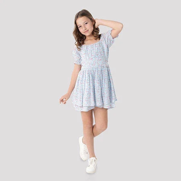 Rare Editions Big Kid Girls Floral Short Sleeve Romper