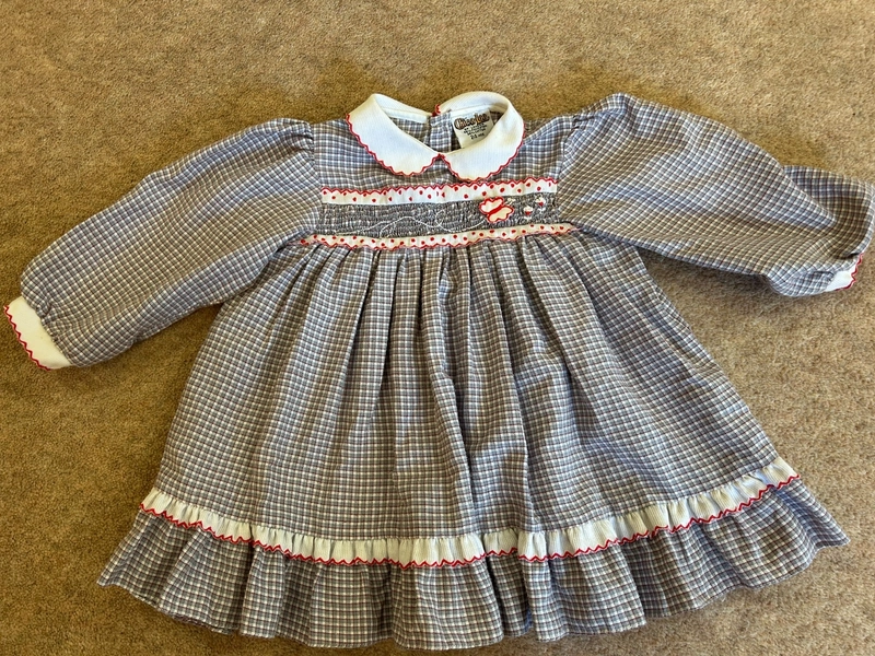 Vintage Baby Chica-Loo London Smocked Embroidered Floral Dress 24 Mo.