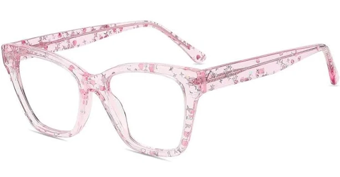 Firmoo Pink White Horn-rimmed Prescription Glasses Frame Andrew166