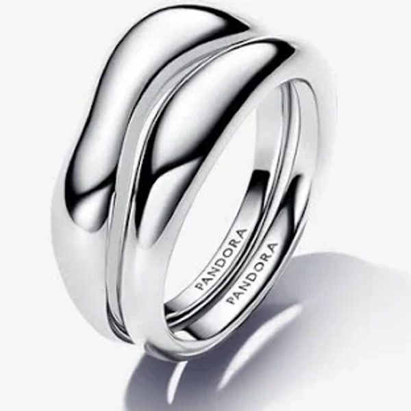 Pandora Gold Organically Shaped Stacking Rings