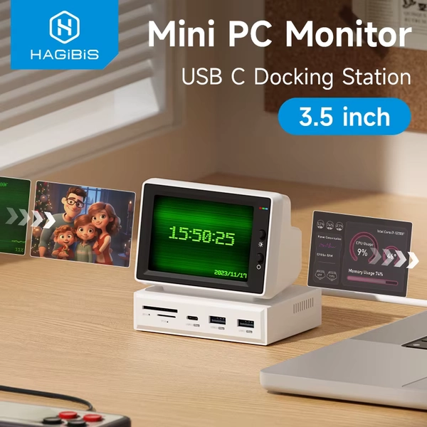 Hagibis 3.5inch IPS Mini Screen AIDA64 Mini PC CPU RAM HDD Data Monitor Display Sub Screen with USB C Hub for Laptop PC MacBook - AliExpress 7