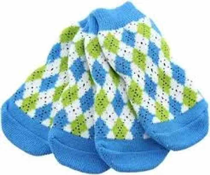 Doggie Design Blue and Green Argyle Non-Skid Dog Socks