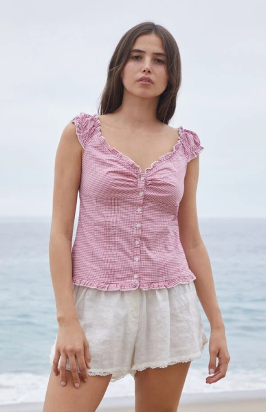 Red Gingham Elena Top