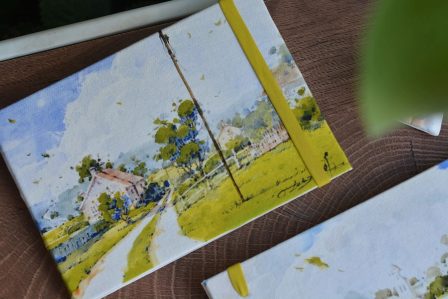 Handmade Cotton Watercolor Sketchbook: Travel Artist Journal (5x7 Inch)