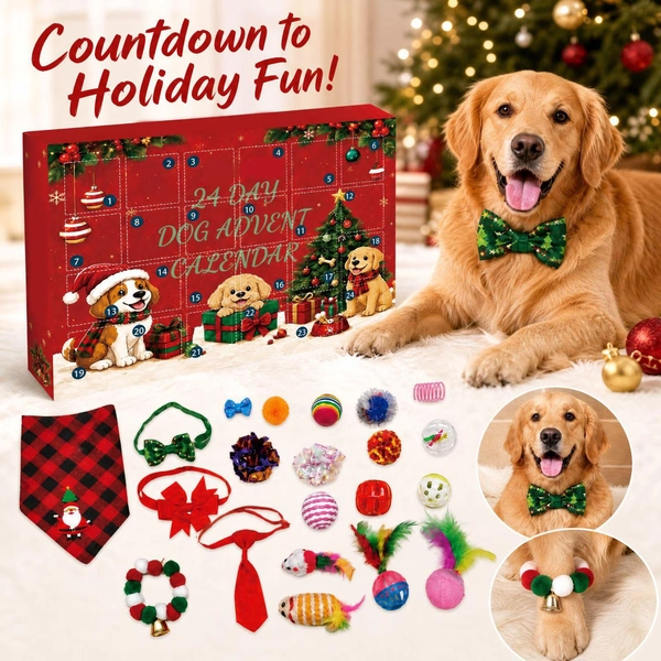 Dog Christmas Advent Calendar with 24 Days of Surprise Toys and Accessories, 24-Piece Set, Festive Red Plaid and Holiday Designs, for Small to Medium Dogs, Pet Decoration and Toys - Walmart.com