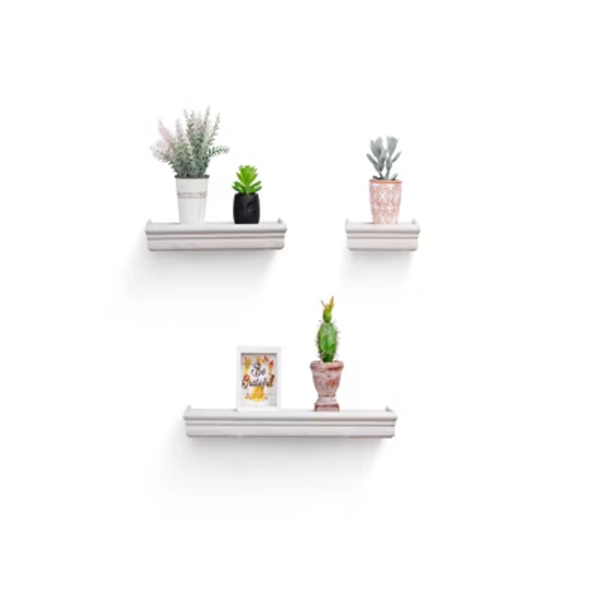 FONTOI 17.9" Floating Shelves, Wall Mounted Shelves for Bathroom, Living Room, Kitchen, Hanging Shelf for Books/Decor, White, 3.94"*1.57"*17.91"