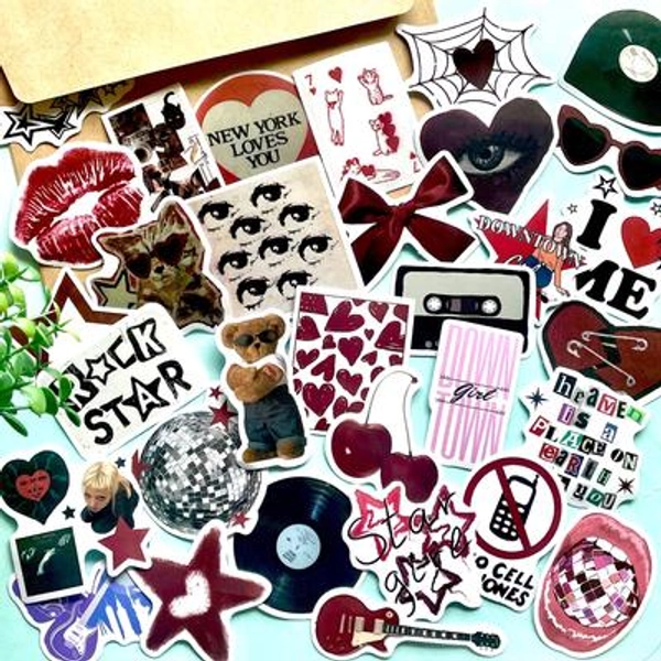 50 Pcs Downtown Girl Stickers, Pinterest Aesthetic Sticker Pack, Rock Star Water-Resistant 2K Stickers, Urban Fashion