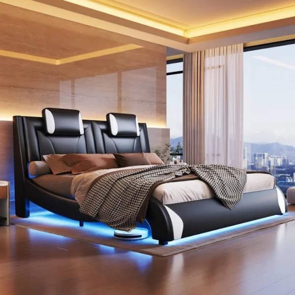 Wrought Studio Floating Bed Frame with LED Lights