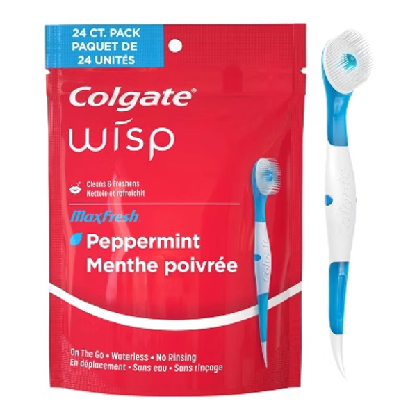 Colgate Max Fresh Wisp Disposable Travel Toothbrushes - Mini - Peppermint - Trial Size -24ct