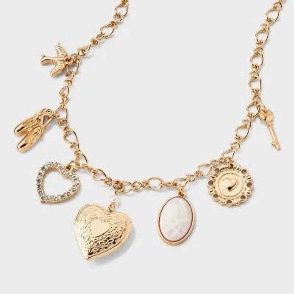 Wild Fable Mixed Heart Charm Necklace