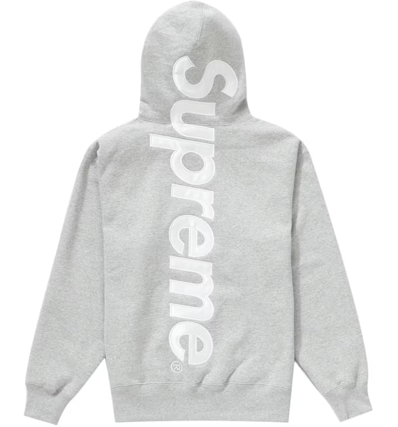 Sweat à capuche Supreme logo oversize satin gris chiné