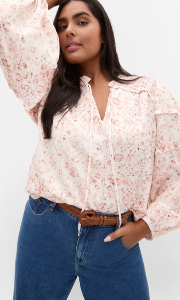Desert Print Long Sleeve Shirt - pale blush