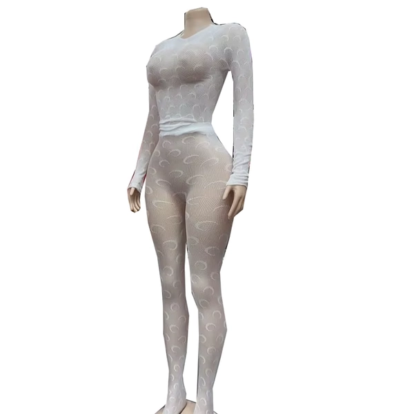 STYLISH LADY Moon Printed Mesh 2 Piece Set Women Long Sleeve Top and Skinny Footed Pant Suits 2025 See Through Sexy Club Outfits - AliExpress 200000345