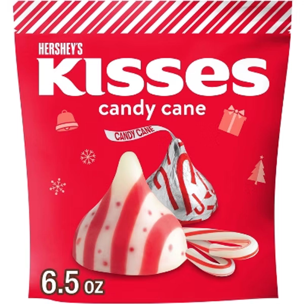 HERSHEY'S KISSES Christmas Chocolate Candy Cane Stand Up Pouch - 6.5oz
