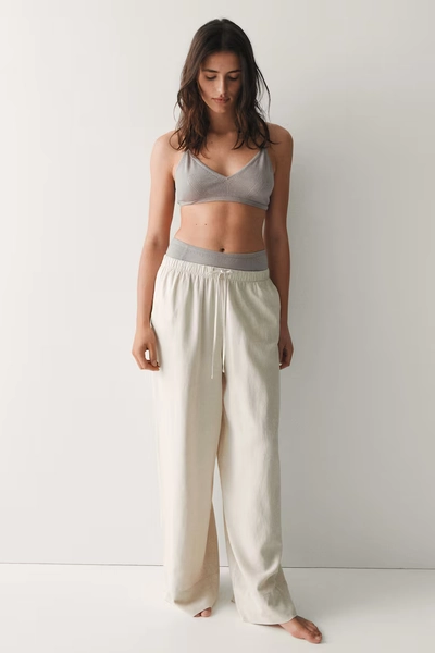 Pantalon large en lin mélangé