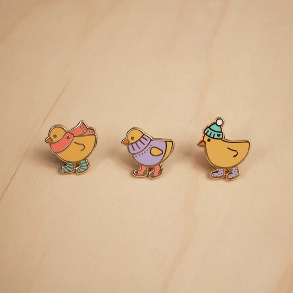 Three Little Ducks - Cozy Ducks Enamel Pins - Kawaii Enamel Lapel Pin - Kawaii Pin Set - Kawaii Accessories - Cute