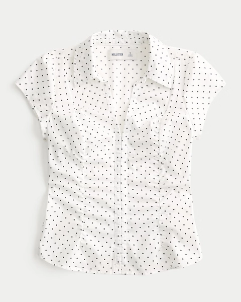 Ruched Short-Sleeve Shirt