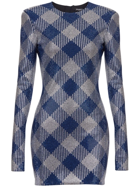 Balmain gingham rhinestone mini dress | 34