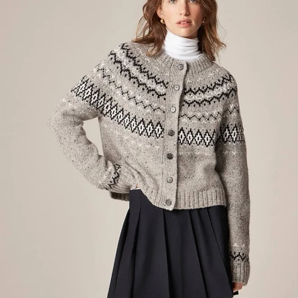 J.Crew Women's Fair Isle Wool Blend Cardigan