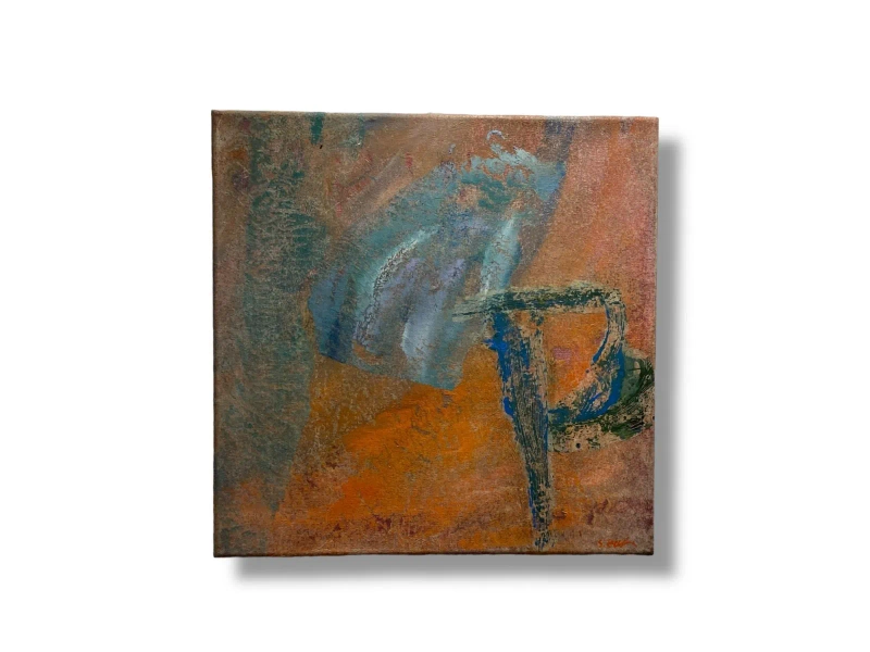 2000s Abstract Small Original Oil Painting on Canvas Signed Artwork
