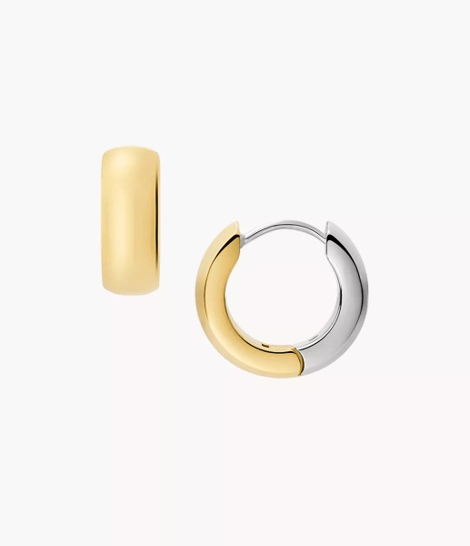 Ellis Domed Collection Two-Tone Stainless Steel Hoop Earrings JF04899998