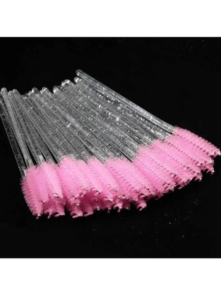 50/100pcs Disposable Eyelash Brushes, Mascara Wands, Eye Lash Brush, Spoolies For Eyelash Extensions, Spoolie Eyebrow Eyeshadow Brow Makeup Supplies Kit Cleansing Glitter Applicator Tool Accessories,Christmas