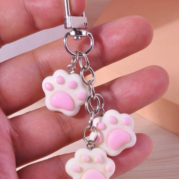 Cute Cartoon PVC Cat Paw Keychain