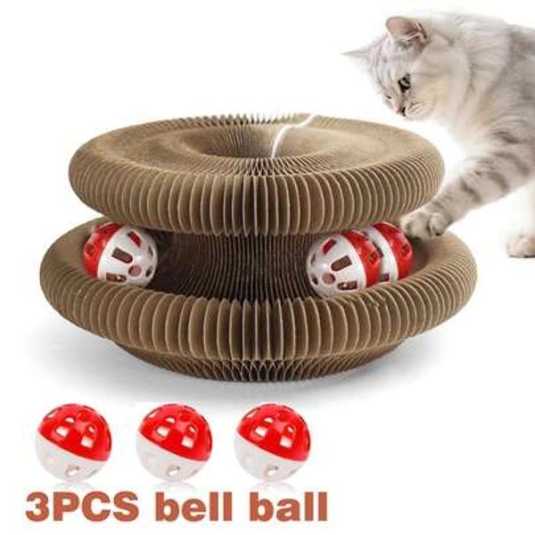 Cat Scratcher *1+ Bell *3-Magical Organ Cat Scratching Board, Wear-Resistant Indoor Interactive Cat Toys-Magic Organ Cat Scratcher Board With Circular Ball Track - Cardboard Scratching Pad For Cats-Cat Interactive Toys-Cat Scratcher